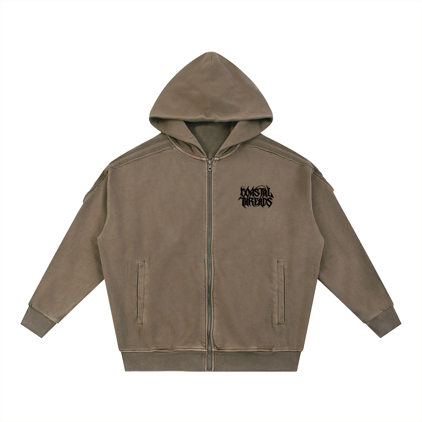 Coastal Threads Snow Washed Tape Raw Edge Zip Hoodie (Spider Set)