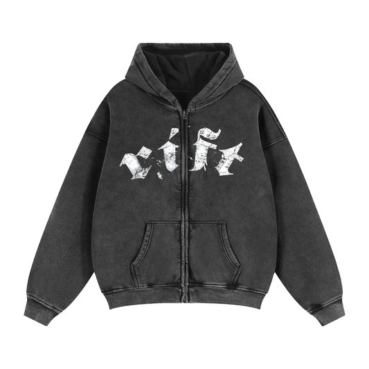 Rift Washed Zipup Hoodie - Gray