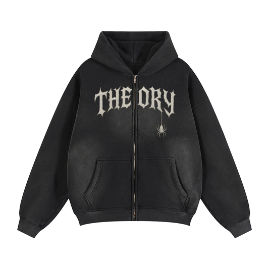 Sunfade Two-way Zipper Boxy Fleece Hoodie